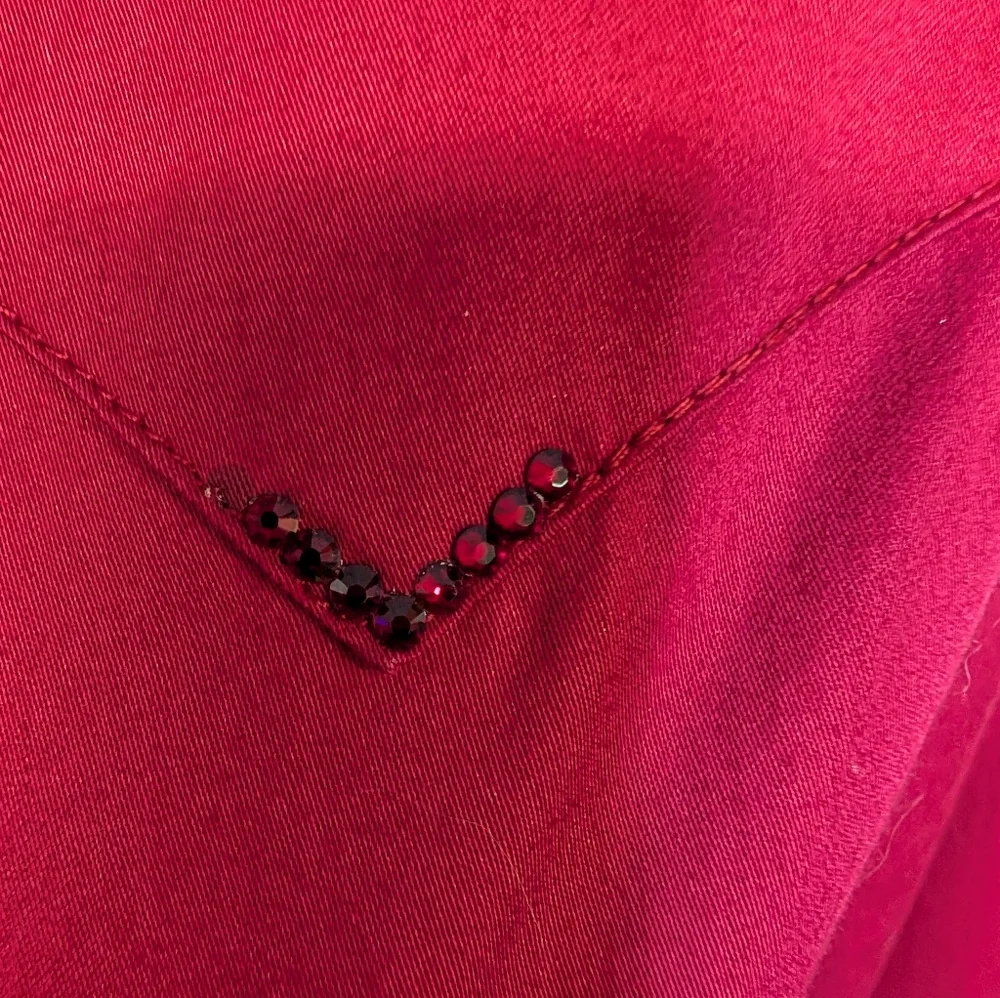 CR RANCHWEAR Long Sleeve Button-Up Shirt in Deep Berry With Tiny Crystal Sz L - Picture 5 of 11